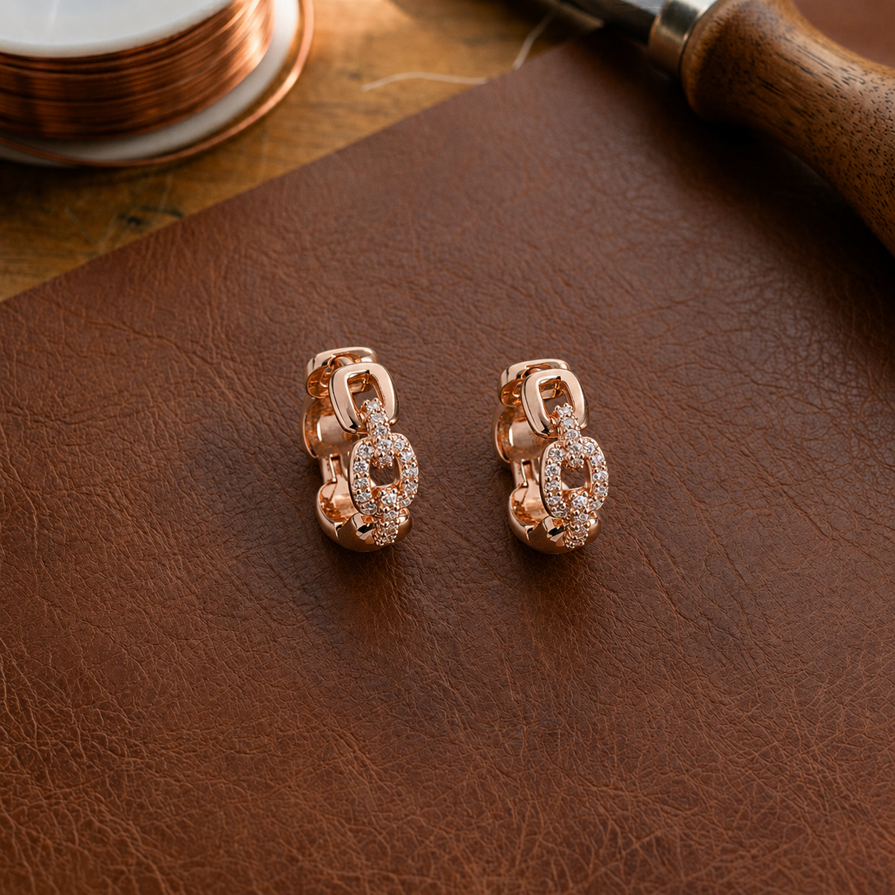 Mary's Link Copper Earrings