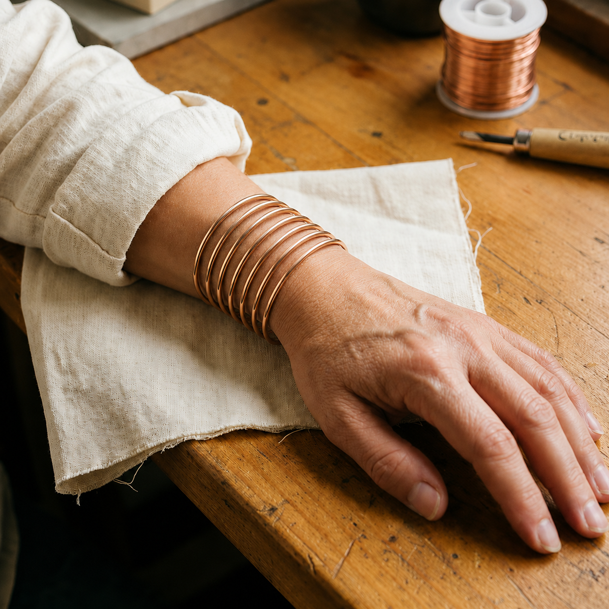 Mary's Plain Copper Bangle Set