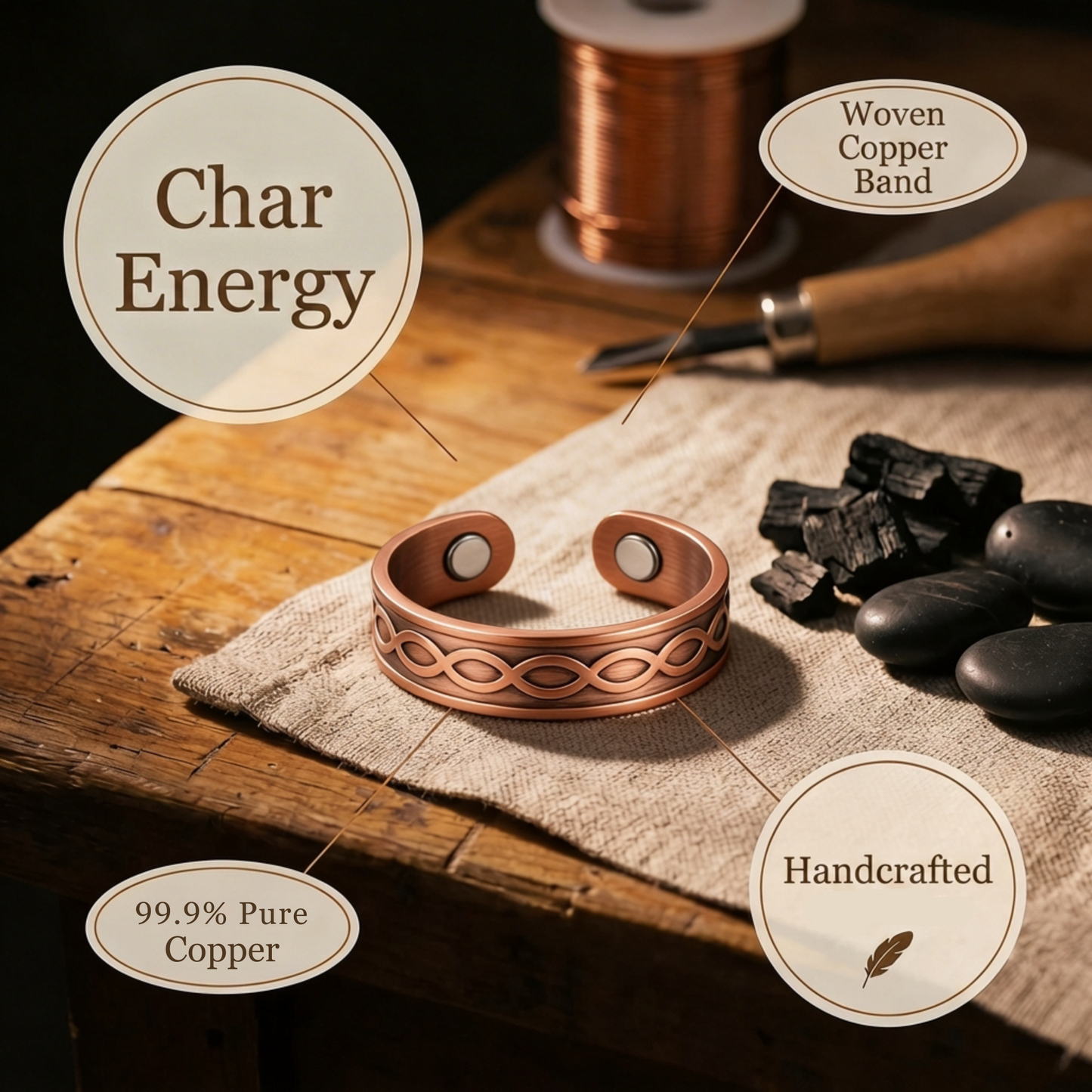 Mary's Char Copper Ring