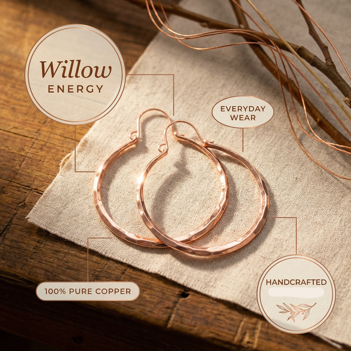 Mary's Willow Copper Earrings
