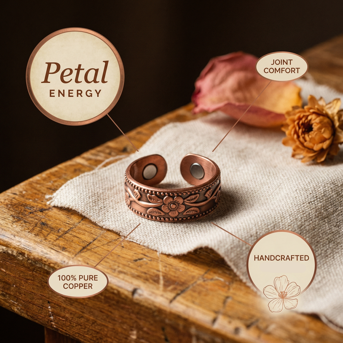 Mary's Petal Copper Ring