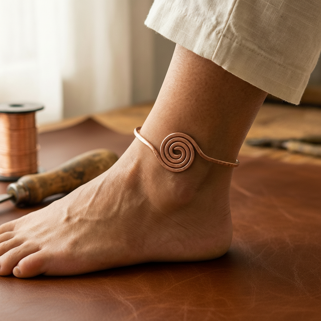Mary's Coil Copper Anklet