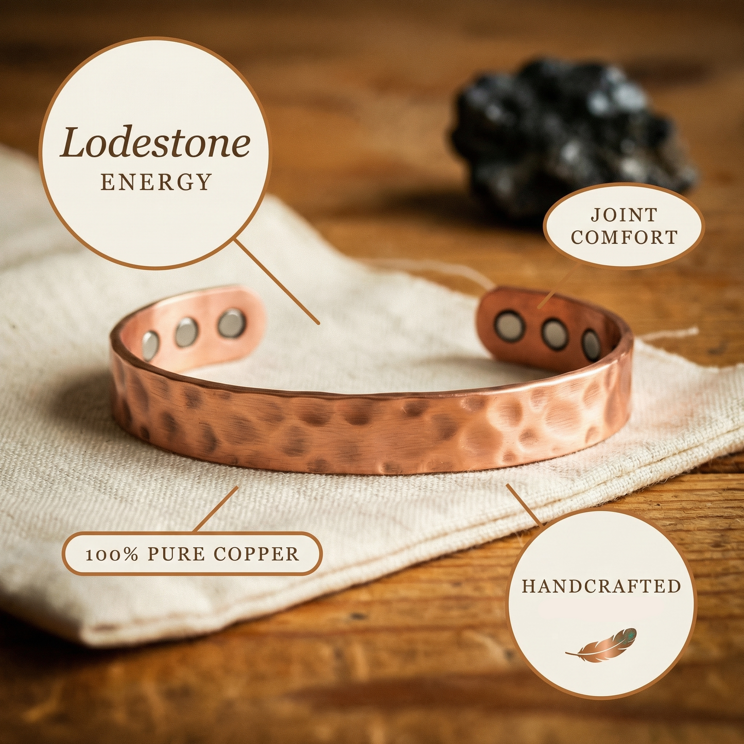 Mary's Lodestone Copper Bracelet