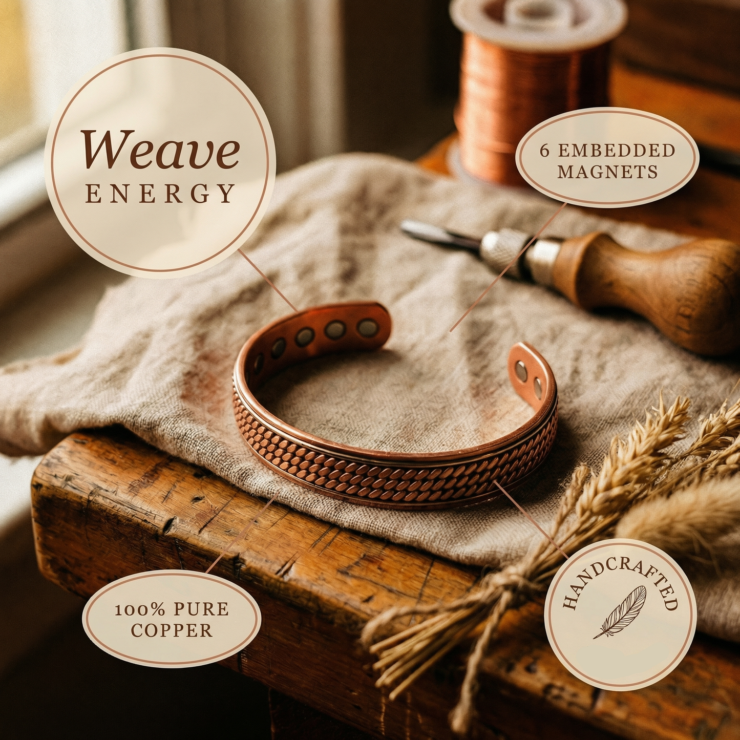 Mary's Weave Copper Bracelet