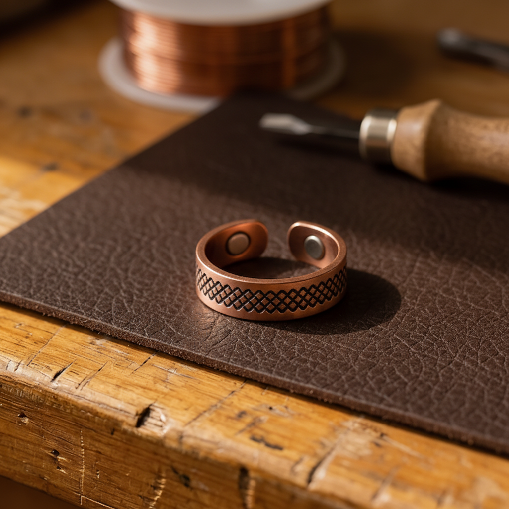Mary's Grid Copper Ring