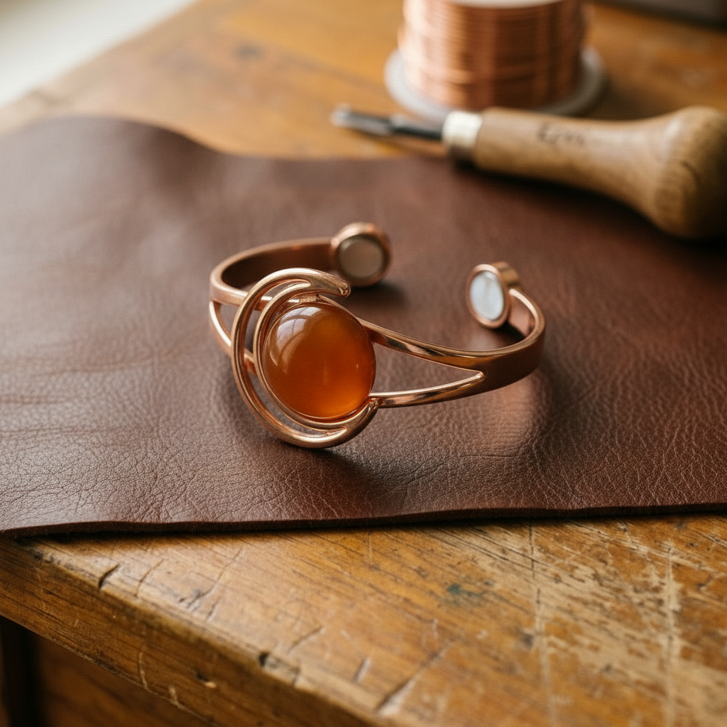Mary's Sphere Orange Copper Bracelet