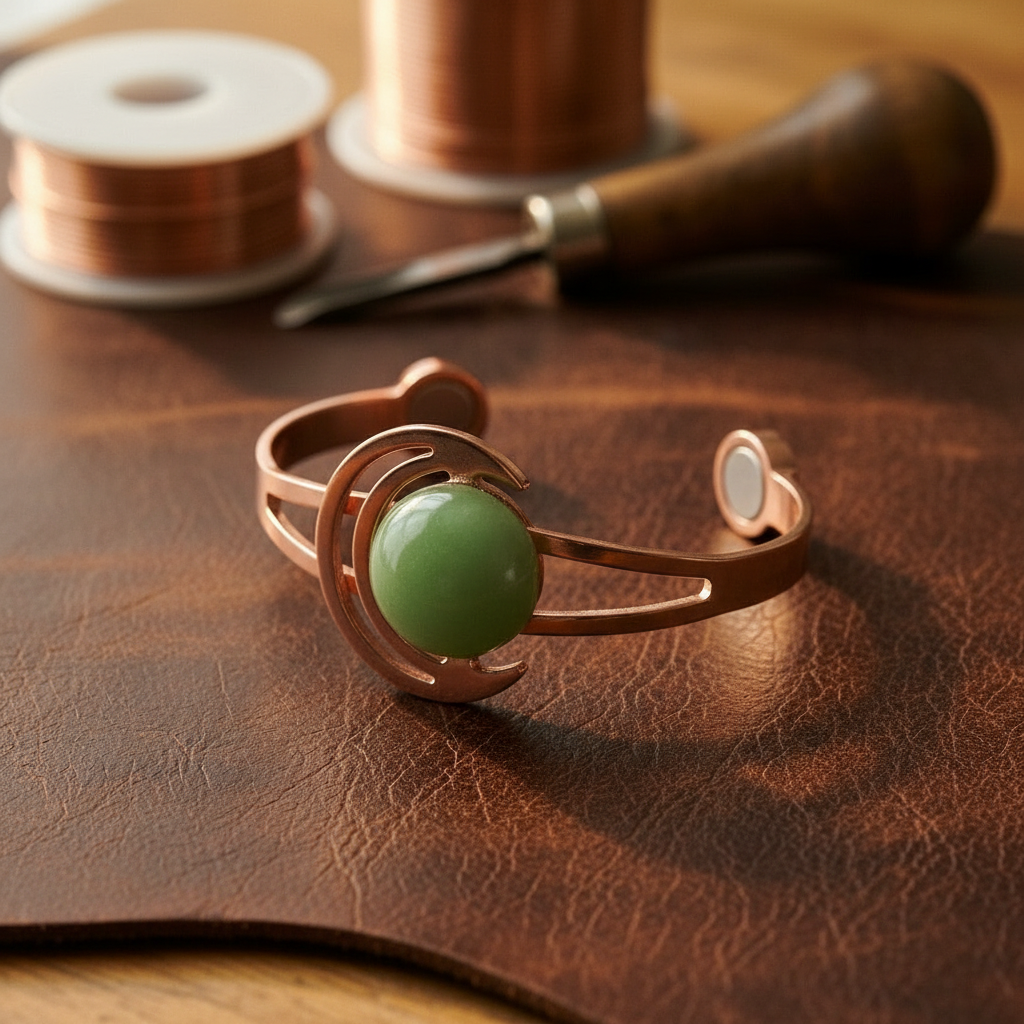 Mary's Sphere Green Copper Bracelet