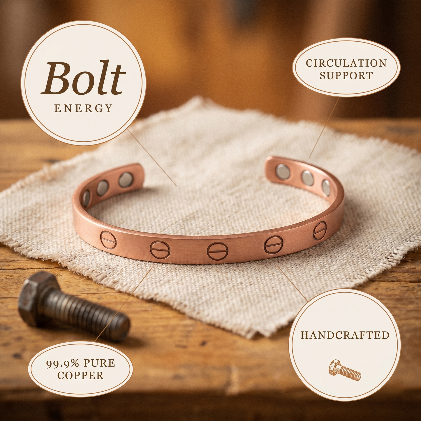 Mary's Bolt Copper Bracelet