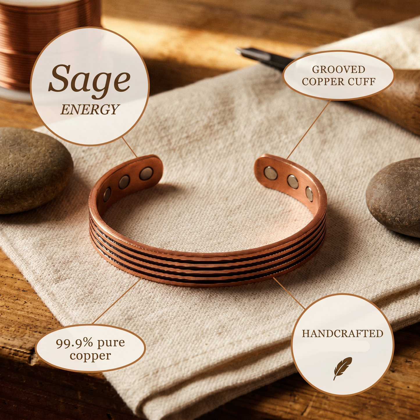 Mary's Sage Copper Bracelet