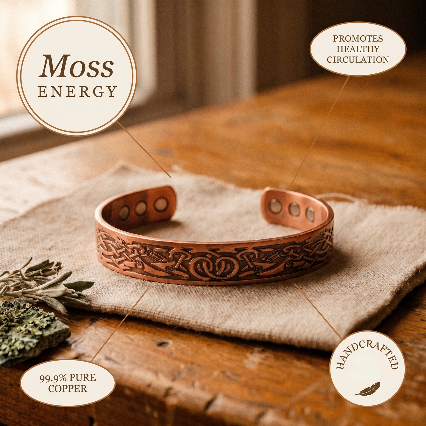 Mary's Moss Copper Bracelet
